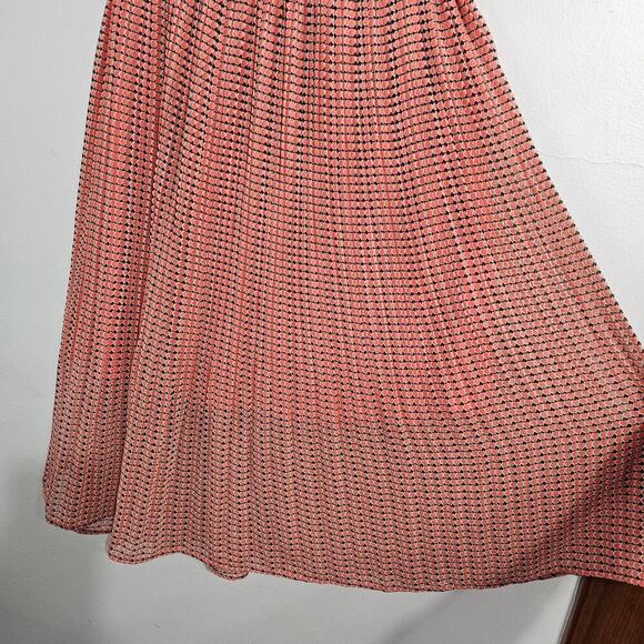 Banana Republic Orange Black Pleated Geometric Modern Midi Skirt Size Medium - Picture 5 of 7